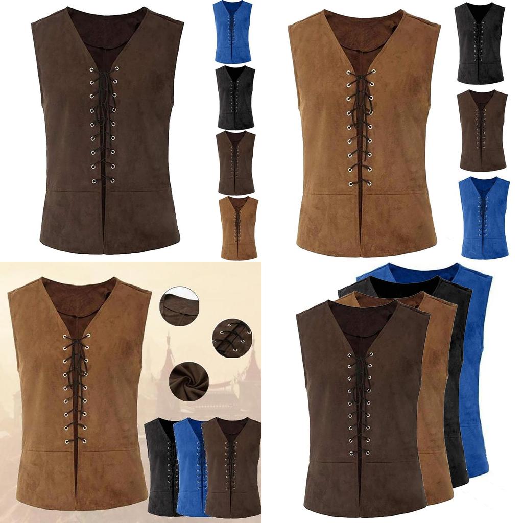 Stylová středověká pánská retro steampunková bezrukavá bunda pro jedinečné cosplay oblečení