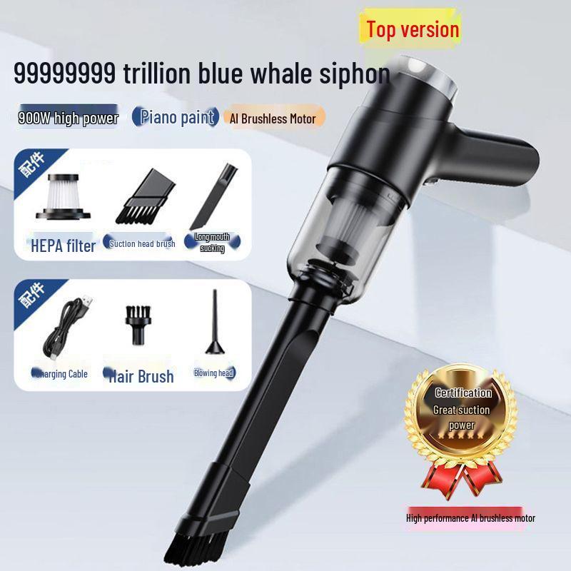 Rechargeable Dual-Purpose Vacuum & Blower: Handheld Cleaner for Home, Car, Desktop, Wardrobe & Hair Drying Tasks.