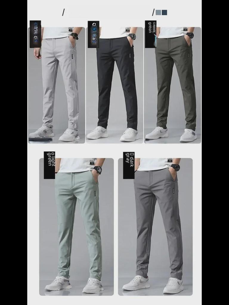 Men's Four-Season Ice Silk Quick-Dry Casual Pants - Straight, Loose, Elastic Sports Trousers