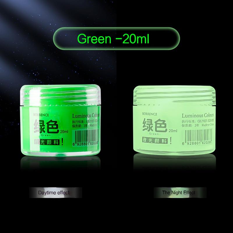Borrence Glow In The Dark Acrylic Paint Set 20ml 8-Color Hand-Painted Graffiti DIY Fluorescent Pigment Luminous Paint Waterproof