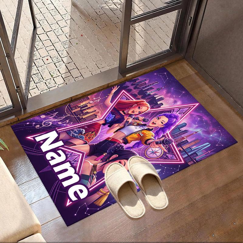Covor Personalizat cu Nume Kpop Demon Hunter, Covor Versatil pentru Decor Acasă, pentru Cameră de Joacă, Apartament, Balcon, Hol de Intrare, Hol Cadou