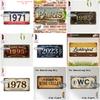 Vintage City Year Text Print License Plate Metal Tin Sign Retro Wall Decor For Bar Cafe Home Garden