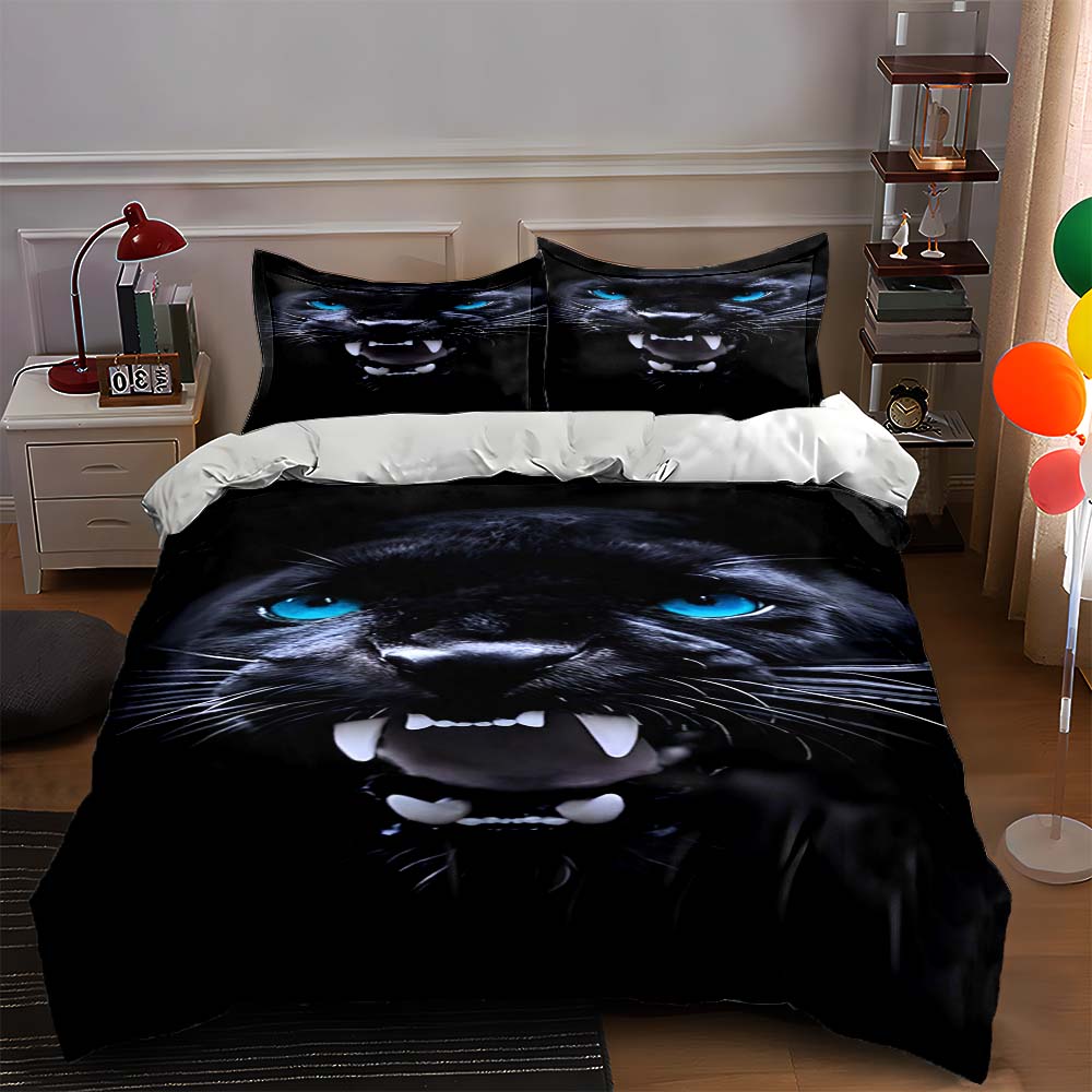 

Fierce panther face Bedding Duvet cover sets Duvet covers Pillowcases gifts (1 * Duvet Cover 2 * Pillowcases, without duvet insert) 135x200cm