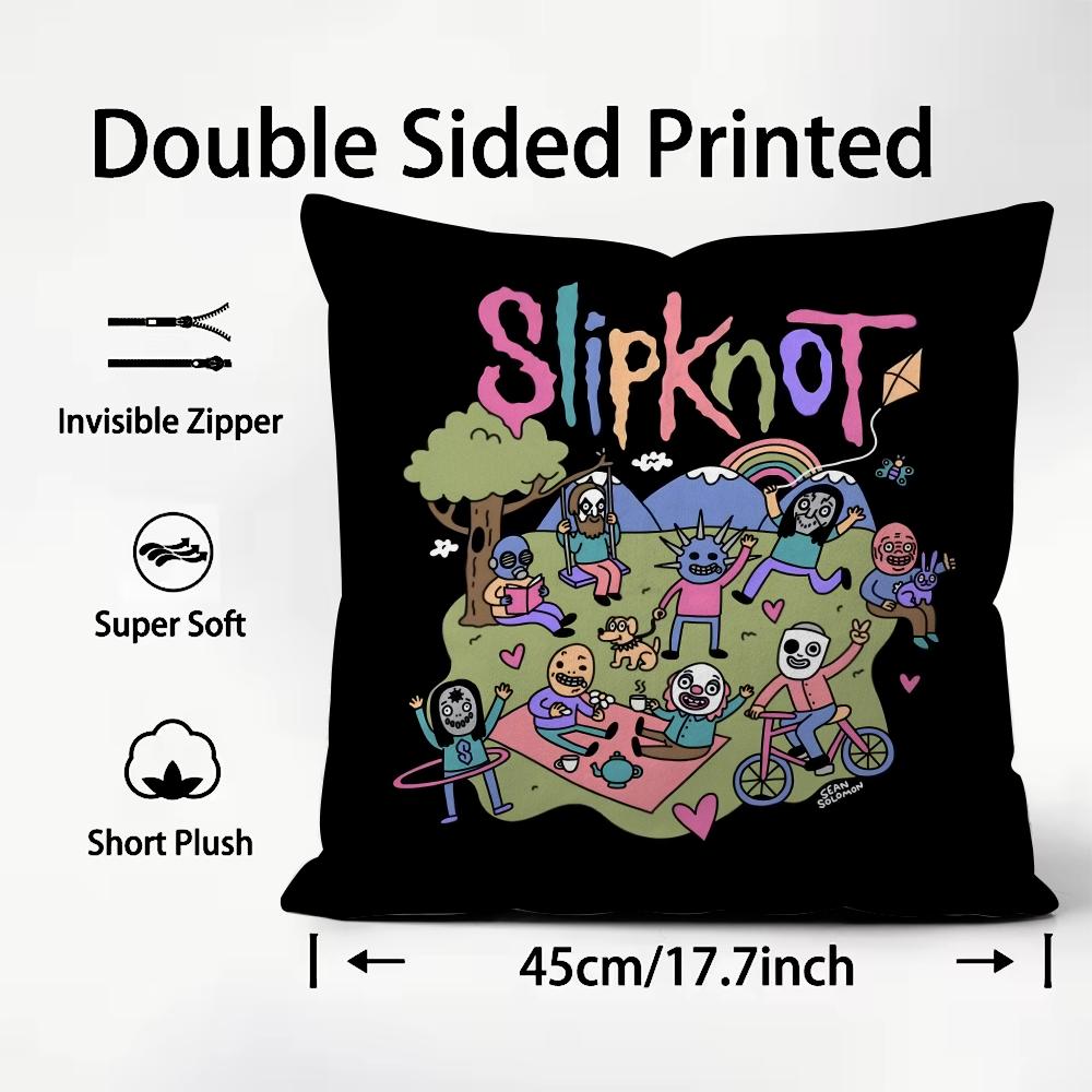 Band S-SlipknotS Kuddfodral Bekvämt Vändbart Kuddfodral Perfekt för Bil Soffa Sovrum & Mer