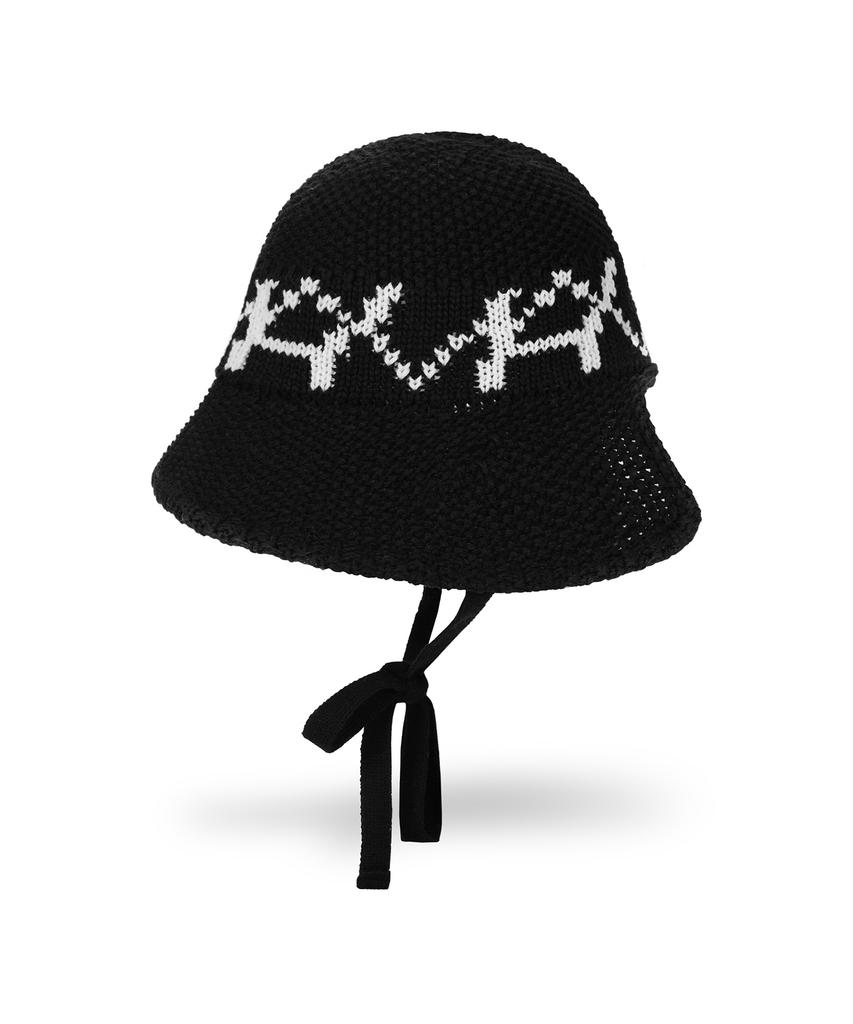 Bajal Va Digital Logo Cozy Knit Bonnet Hat Black/White