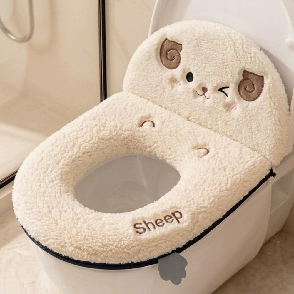 Skin-Friendly Zippered Toilet Seat Cover Non-Slip Plush Toilet Seat Winter Season