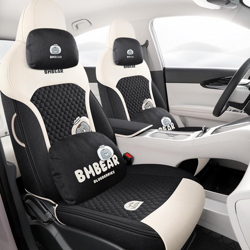 Geely Star Wish Cartoon Linen Seat Covers, Full-Coverage, All-Season Breathable Cushions for UP-Specific Cars