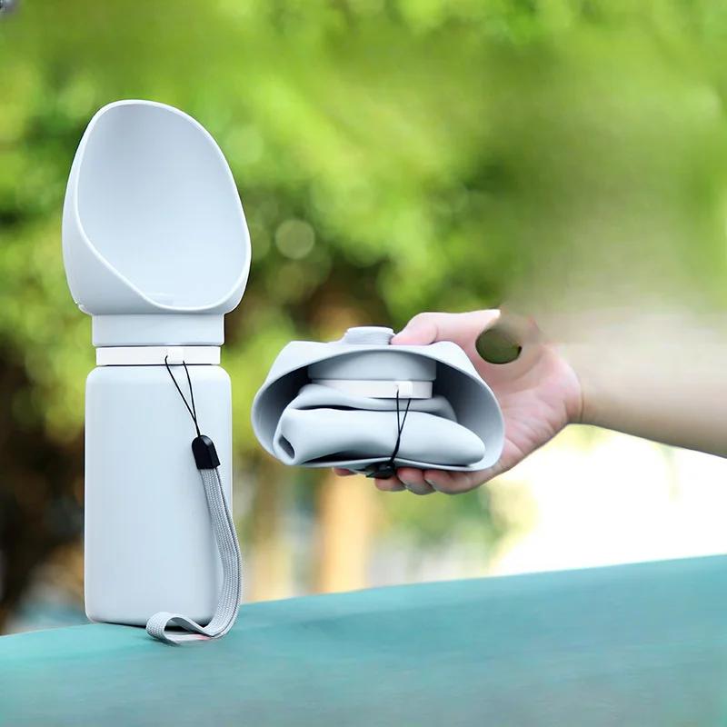 

Pet Supplies Dog Water Cup Outdoor Portable Travel Foldable Water Bottle Water Fountain for Dog Walking 550ml серый
