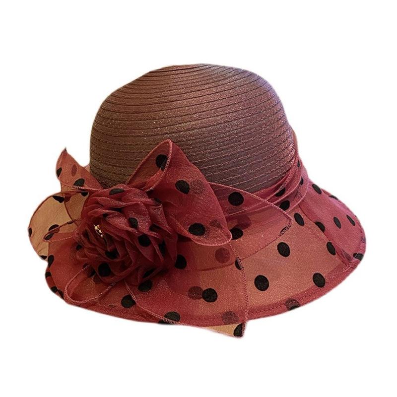 Hat temperament elegant flower bucket hat British summer new breathable versatile basin hat top hat