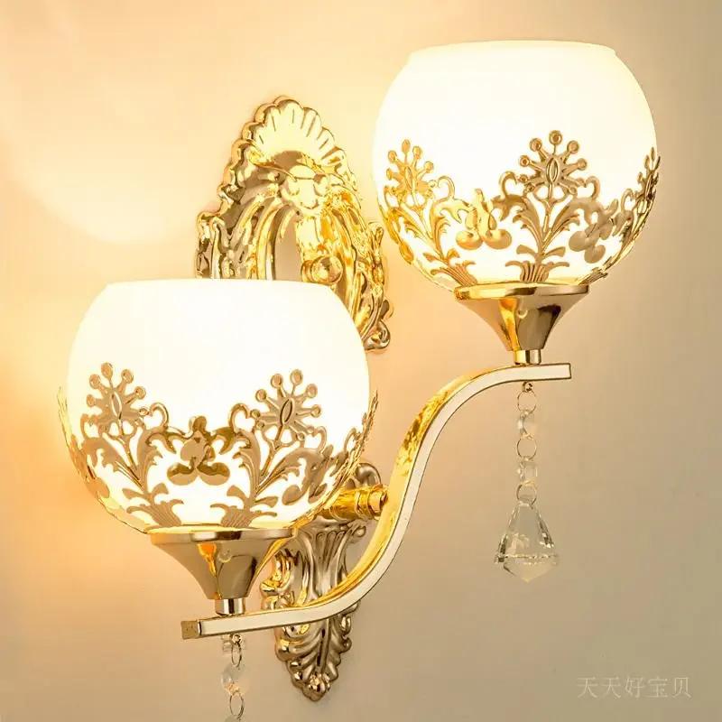 

Европейский светодиодный хрустальный настенный светильник, золотой бра для гостиной, спальни, настольные лампы для коридора, лестницы, украшения дома