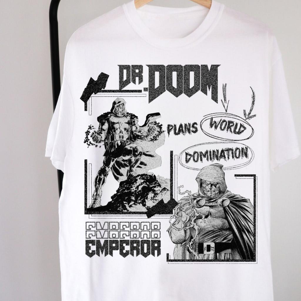 Vintage Doctor Doom Oversized Graphic Tshirt Prue Cotton Tee Fitness Print Workout Tee Streetwear Harajuku Men Clothing Top