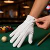 2pcs Full Finger Pool Referee Gloves Snap Cuff White Cotton Billiard Referee  Billiard Games