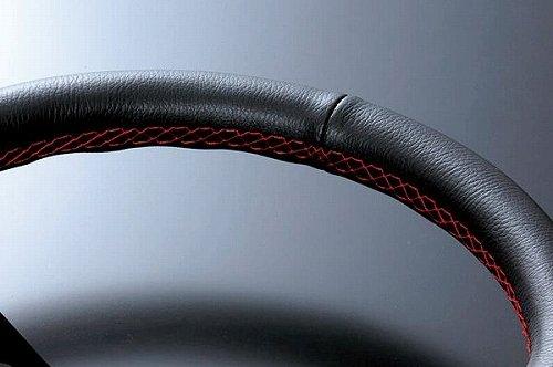 Fortune FLAT-R PVC leather steering wheel 33mm with red stitching