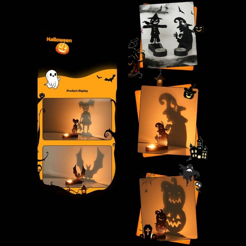 Funny Shadows Stand Wrought Iron Halloween Table Candlestick Decoration Home Ornament Candlelights Dinner Candle Holder