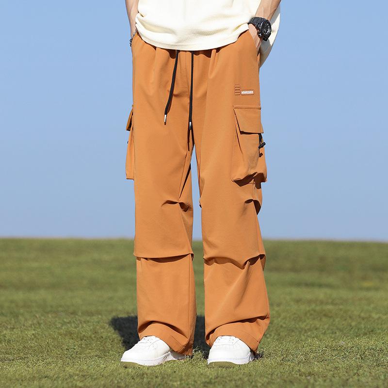 Spring and Autumn Men's Fashion Solid Color Casual Cargo Pants