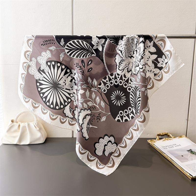 Sunscreen Light Luxury Printed Silk-Like Scarf Shawl Neck Scarf High-End Versatile Women's Headband