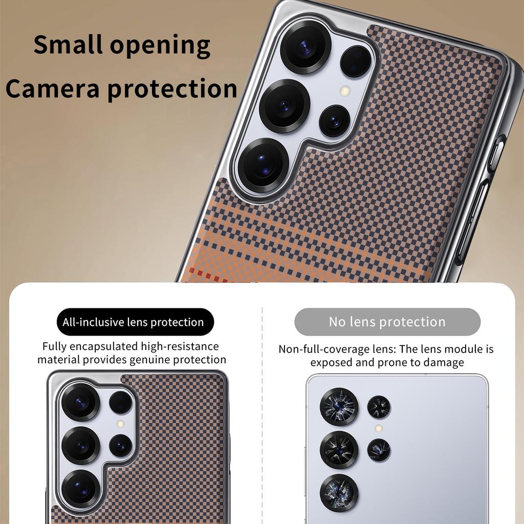 For Samsung Galaxy S25 S25 Ultra S24 S24 Ultra Electroplated Carbon Fiber Texture Magnetic Wireless Charging Phone Case