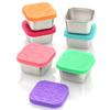 Stainless Steel Snack Box Leak Proof Food Container Sauce Cups with Silicone Lids 60ml Leak-Proof Condiment Bowls for Salad Dressing Ketchup