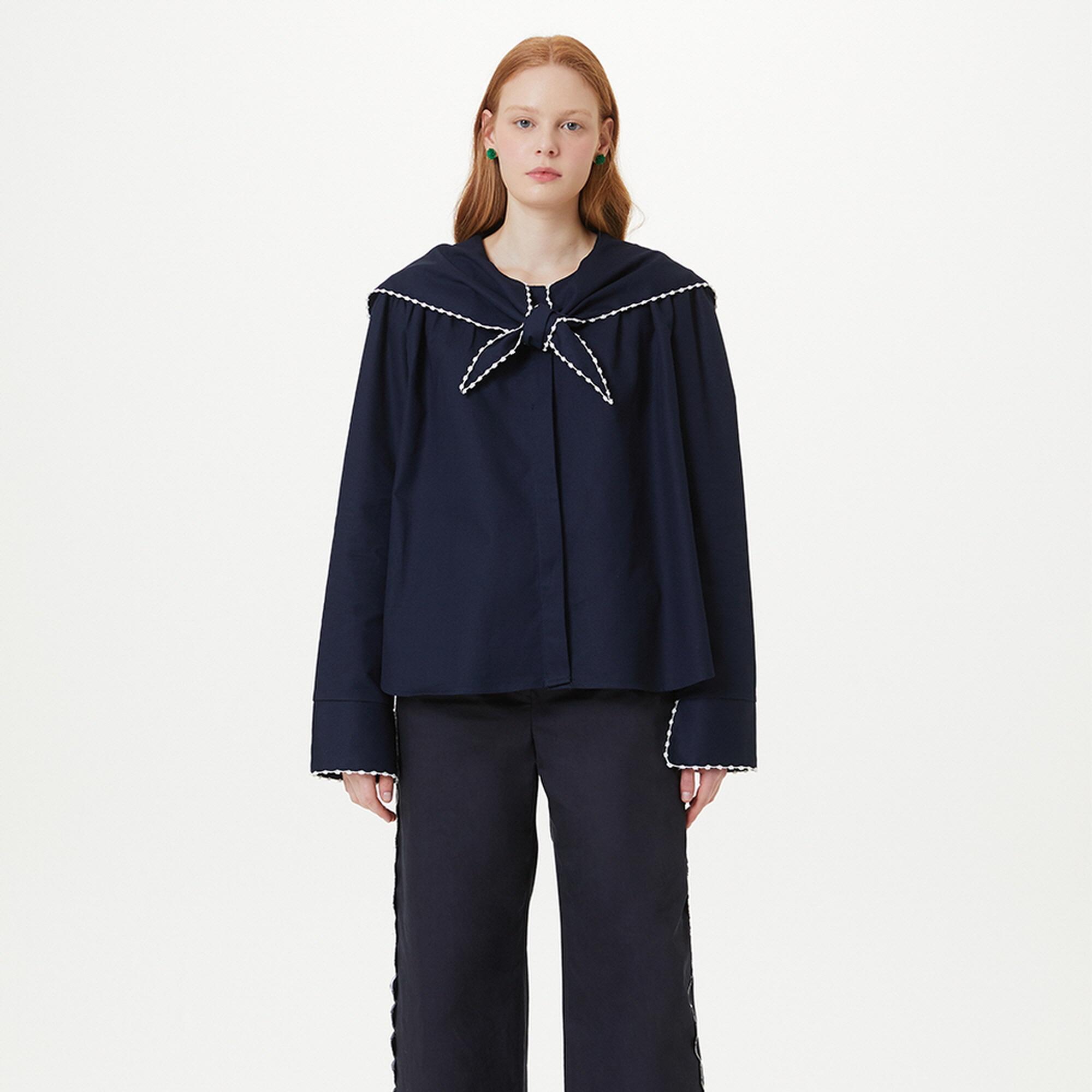 The Studio K Scarf Neck Blouse (Navy)