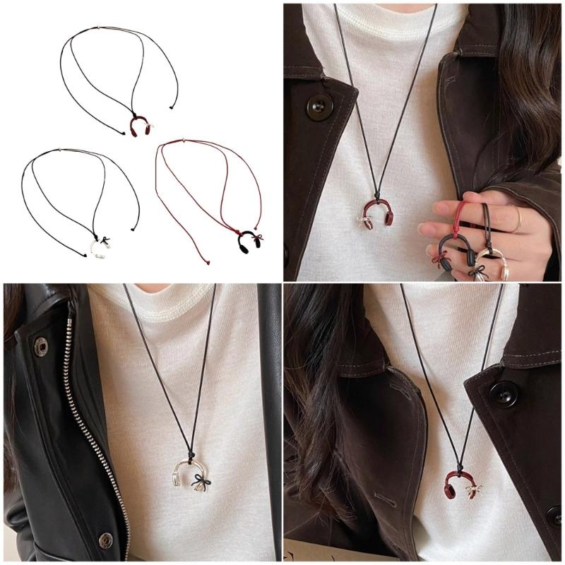 Elegant Headphone Pendant Necklace For Women Stylish Layering Jewelry Gift Trendy Minimalist Neck Chain Accessory