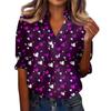 Damen 3/4-Ärmel V-Ausschnitt Hemd Bedruckt Arbeitskleidung Lässig Regulär Hemdkragen Oberteil