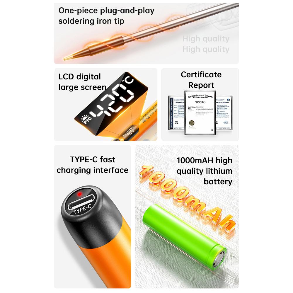 Portable USB charging welding lamp, adjustable temperature, with LCD display screen, no assembly required, suitable for DIY home use