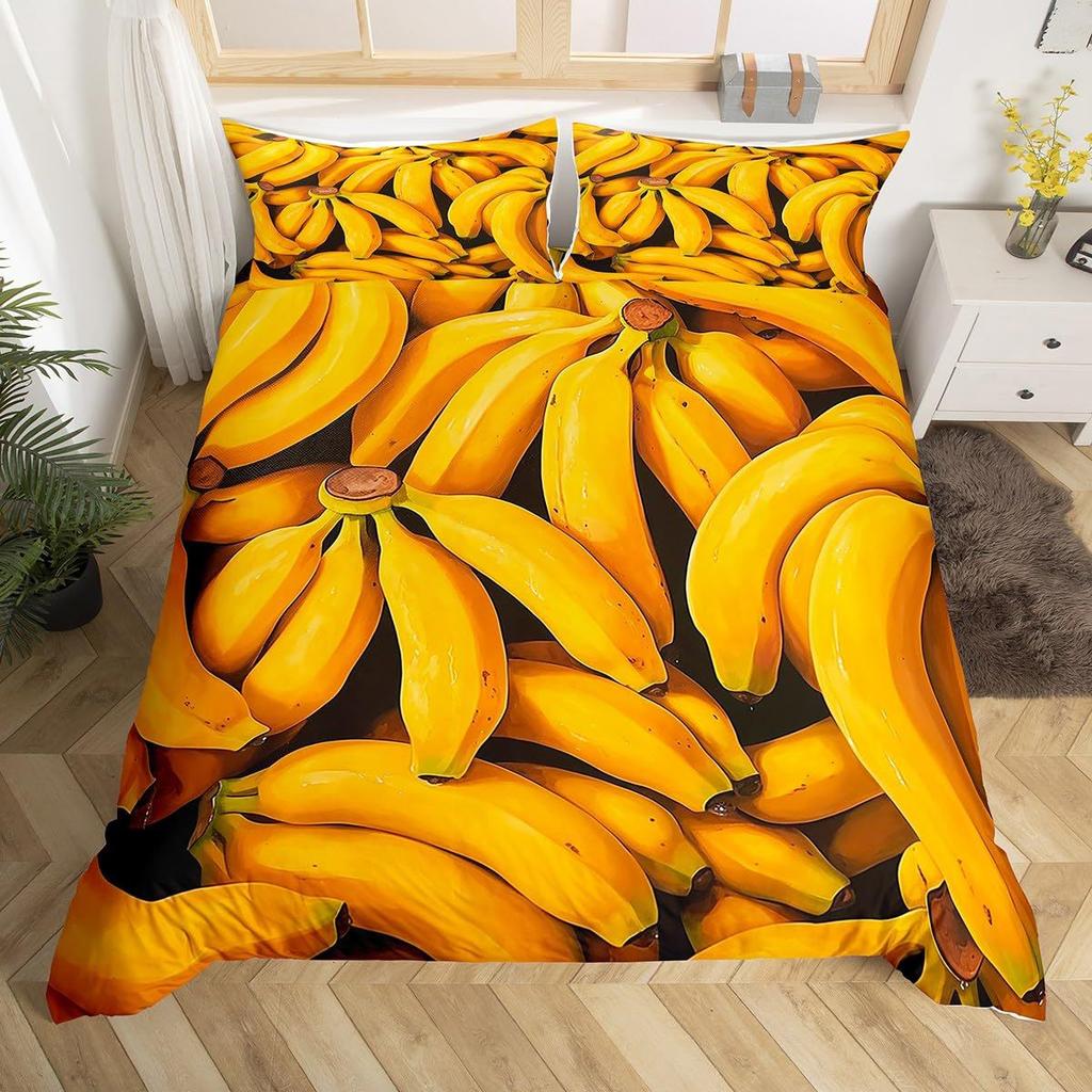 Poszwa na kołdrę Banana Down Tropicalny zestaw pościeli Poszwa na kołdrę z nadrukiem owoców Miękki trzyczęściowy zestaw