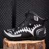 Unisex Leather Motorcycle Boots Large Size Rotation Button Anti -slip Anti -collision Competition Riding Shoes