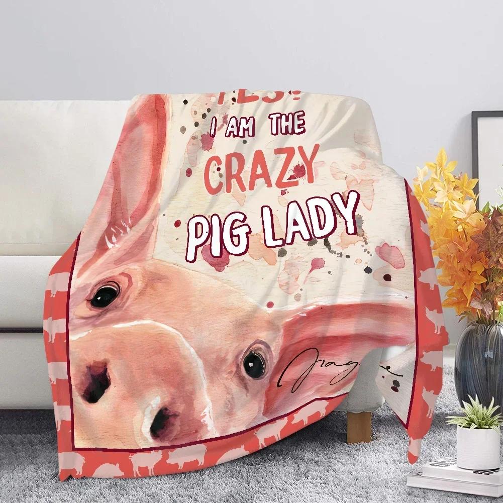 Cute Pig Pink Fleece Blanket Soft Warm Bedroom Throw Blanket On Bed Sofa Bedding Travel Sherpa Blankets for Adult Kids Quilt