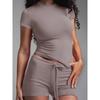 Set Pigiama da Donna 2 Pezzi Comodo Casual Girocollo Manica Corta T-Shirt + Pantaloncini con Coulisse Pigiami Stagione Unica Loungewear