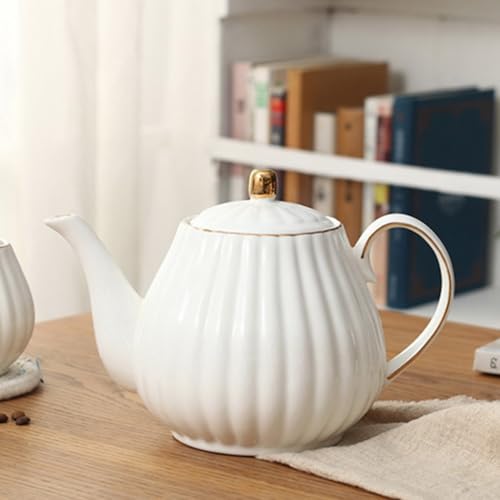 OUNONA Ceramic Teapot, Heat-Resistant, Nordic Style, White, 800ml Capacity, Perfect for Afternoon Tea, Restaurants, Offices, Home Use, and Commercial