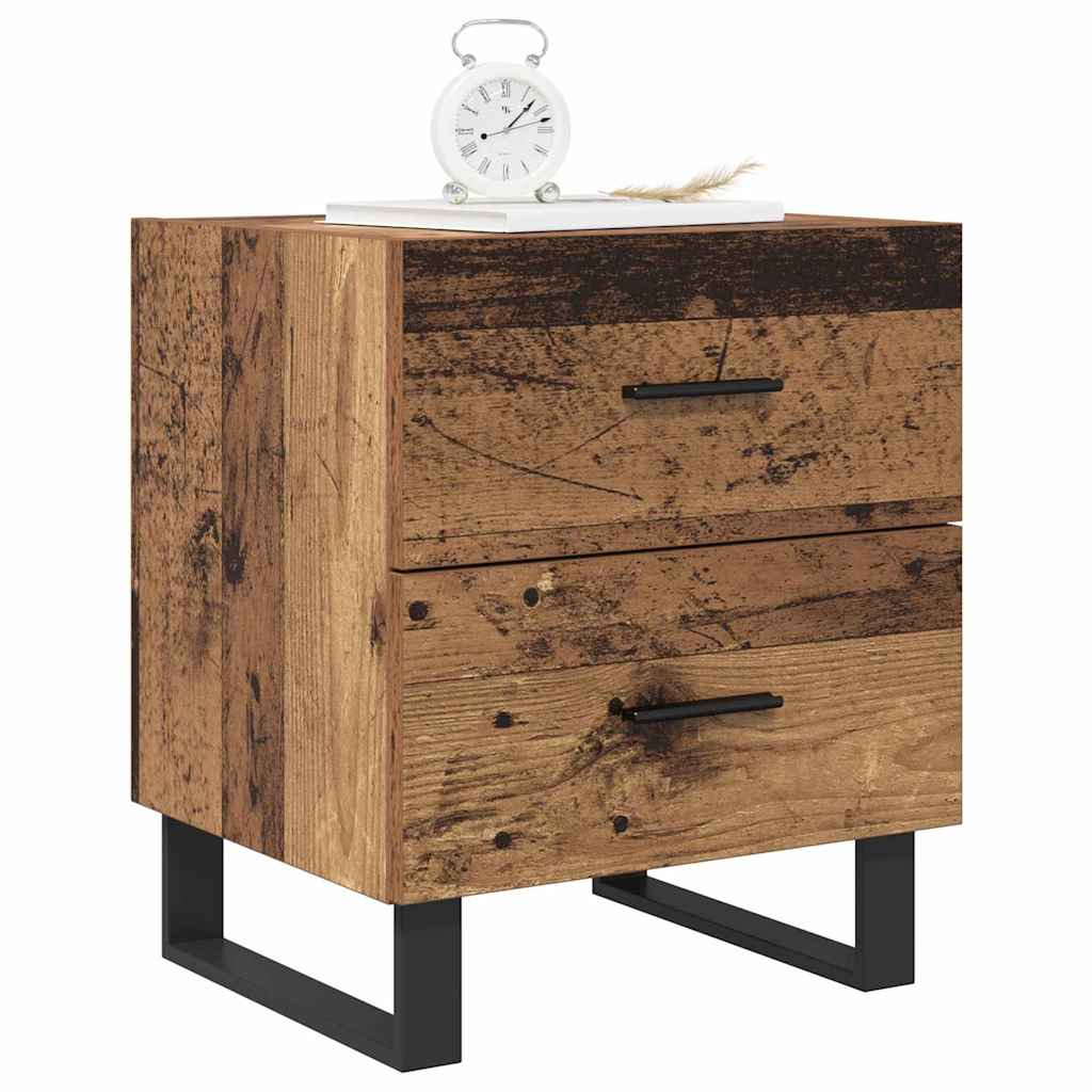 Nightstand Set of 2 Reclaimed Wood & Black 40 X 35 X 47.5 Cm