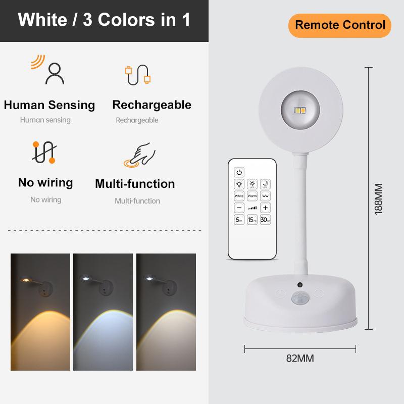 Spotlights USB Rechargeable Intelligent Human Sensing Wireless Wall Light Dimmable Led Spotlight for Lighting Paintings Pictures