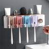 Punch-Free Wall-Mounted Toothbrush Holder with Cups & Dispenser