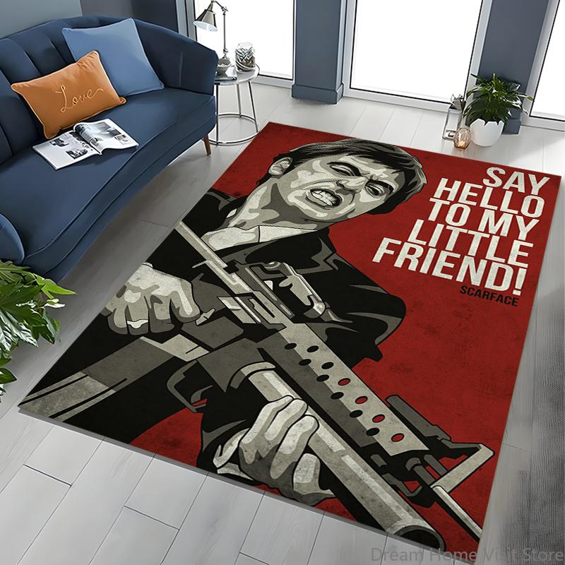 Tappeto Classico Scarface Tony Montana Movie Art per Camera da Letto Soggiorno Divano Decorazione Zerbino per Casa, Grande Tappeto Antiscivolo per Bambini