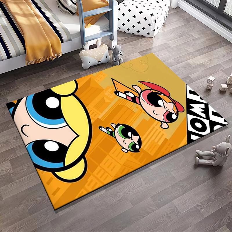Powerpuff Girls Cartoon Design Rug Non-slip Rug Suitable for Living Room and Bedroom Sofas