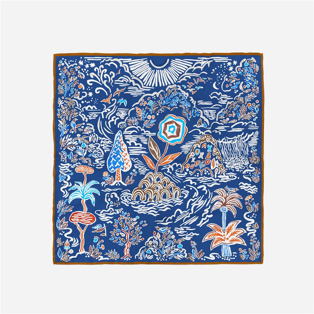

POBING Twill Silk Scarf Women Plant Print Square Scarves Wraps Bandana Small Hijab Silk Foulards Tie Headband Neckerchief 53CM 53CM x 53CM