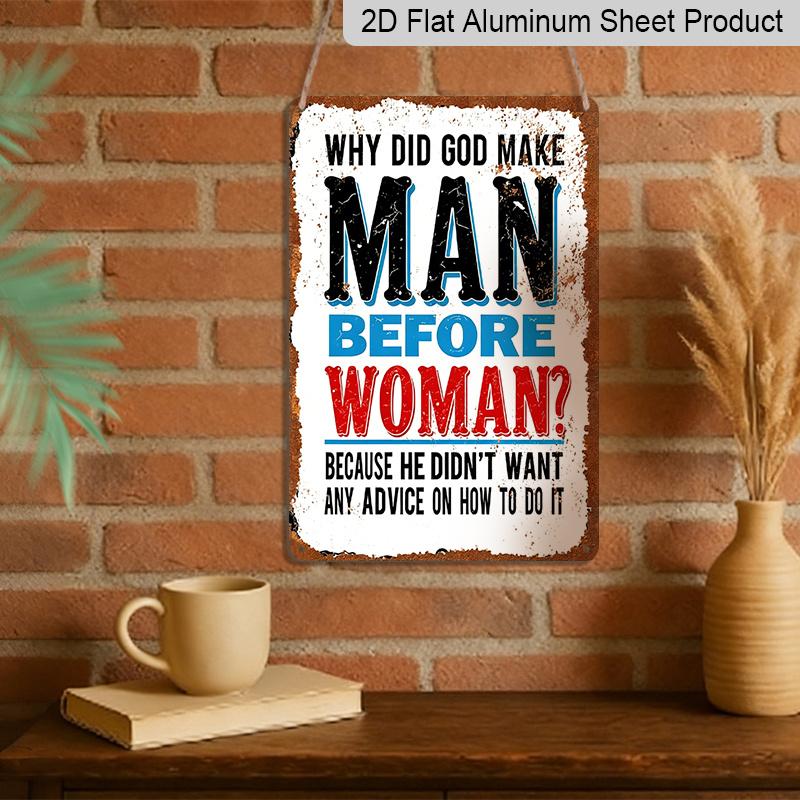 2D Flat, 1pc Humorous Wall Art Sign - Aluminum Metal Plaque with Funny Quote, 8x12 Inch Indoor/Outdoor Decorative Hanging Sign for Home, Office, Bar