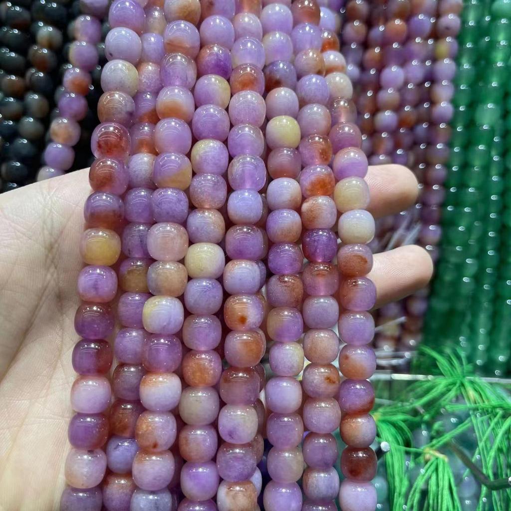 9x10 Natural Chalcedony Beads: Multicolor Morganite, Tourmaline, Amazonite Barrel Beads for DIY Jewelry