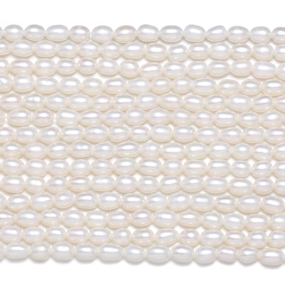 1String, White Natural Freshwater Pearls, Rice Shape AAA Pearl Beads, 4–5 Mm, for DIY Necklace Accessories, Valentine's Day Gifts, 36cm