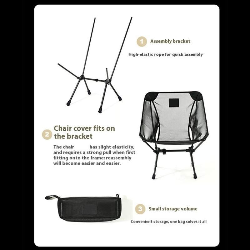 Moon Chair For Camping Fishing With 7075 Aluminum Frame Design Wide Feet Breathable Mesh Outdoor Relaxation