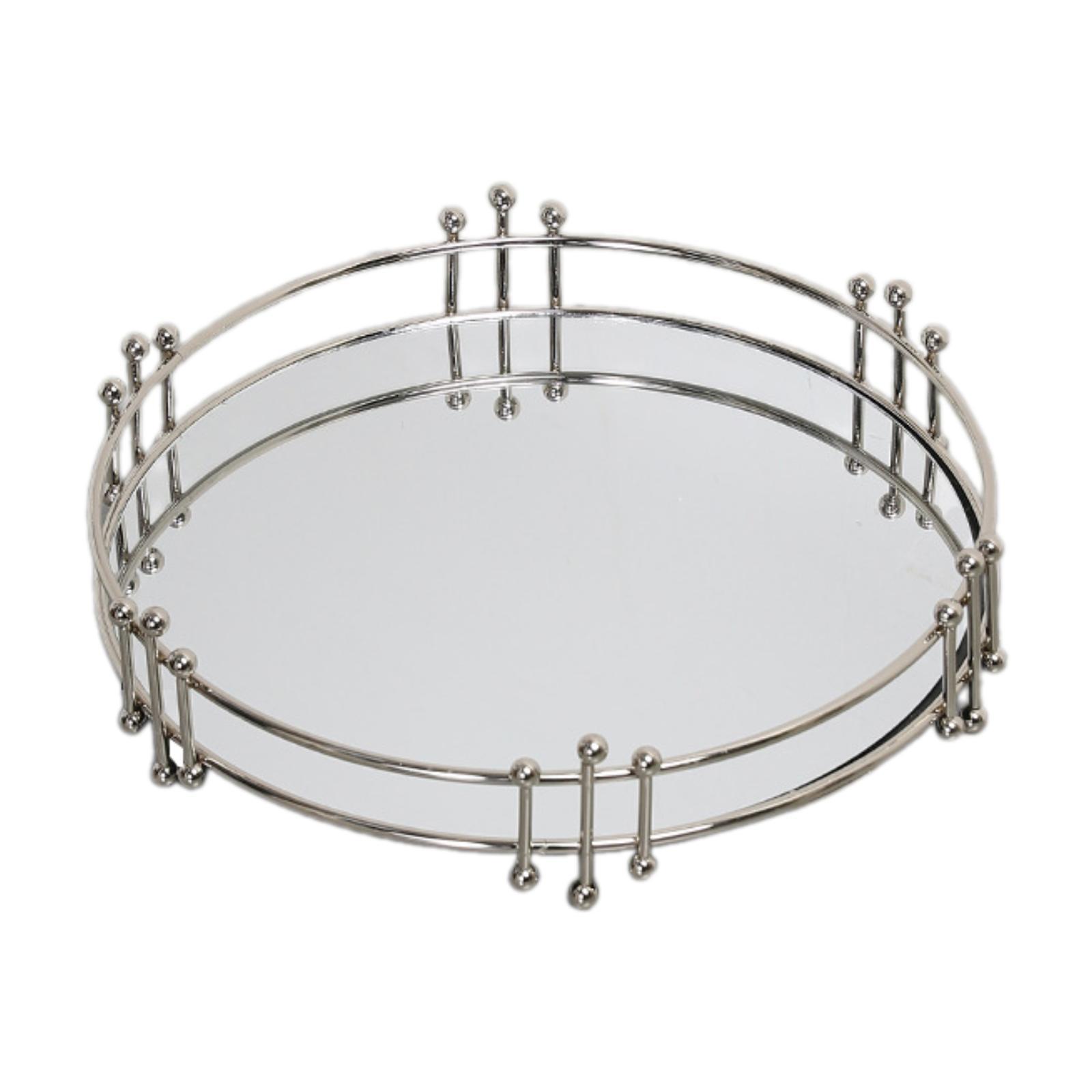 

Vanity Tray Wall Mounted Mirror Round Mirrored Ideal Gift Jewelry Tray for серебряный