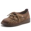 Cow Genuine Leather Soft Soled Hollow Sandals for Women Retro Casual Women Shoes Comfy Retro Wide Toe Thick Soled Women's Shoes