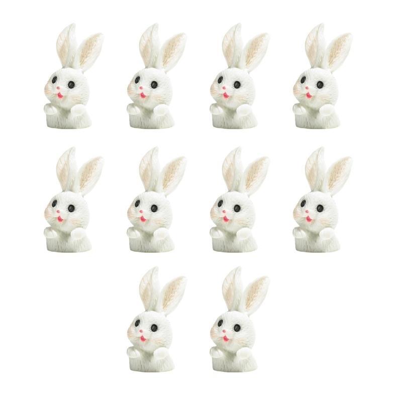 10Pcs Rabbit Garden Accessories DIY Landscape Ornaments for Easters Bunnies Decors Potted Plant Terrariums Miniatures
