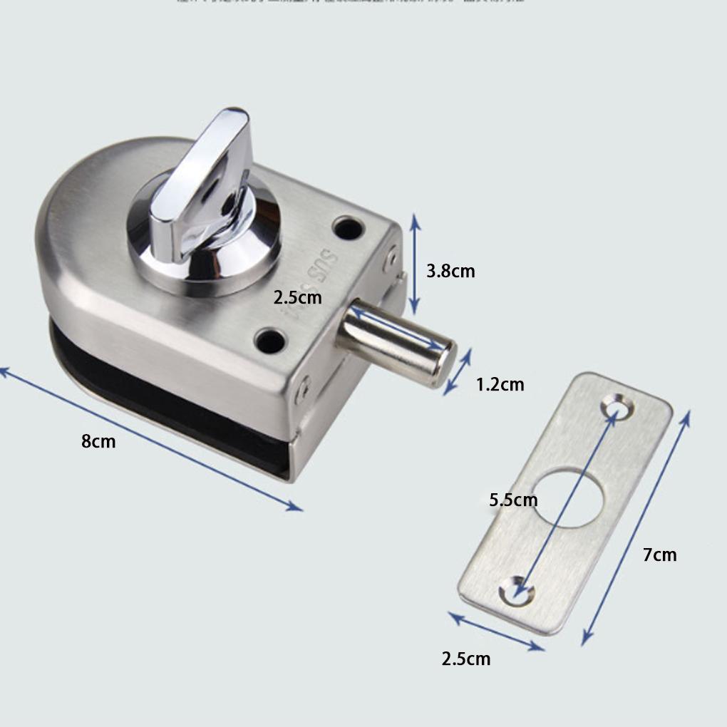 304 Stainless Steel Glass Lock Ground Bolt Ground Lock Anti-Theft Double Swing Hinge Frameless Sliding Door Lock, Brushed Finish