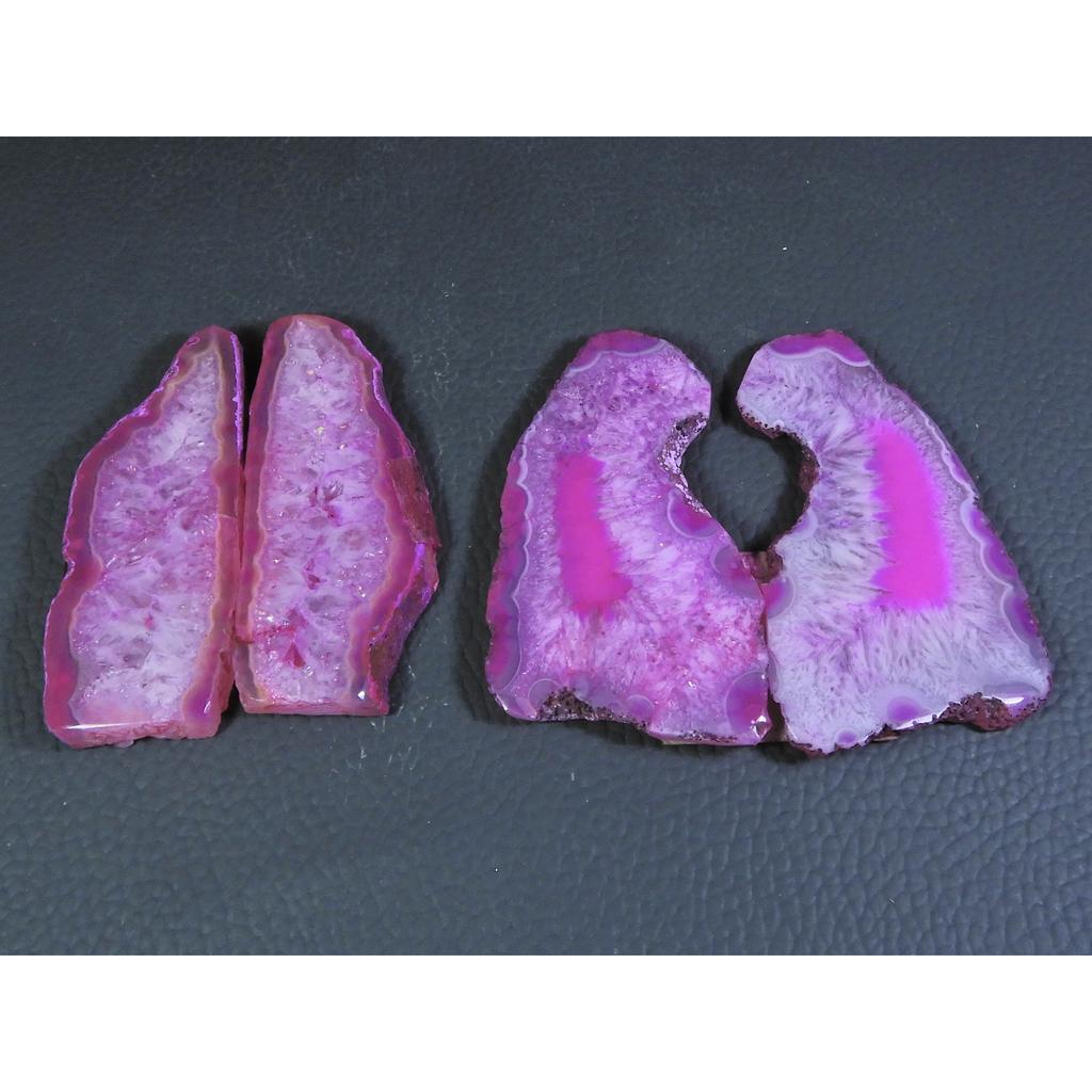 Dyed Slice Druzy Agate Matched pair Cabochon Loose Gemstone 2Pair Lot 270Cts A-717