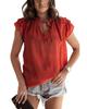 Azura Exchange Tiered Ruffled Drawstring V Neck Top