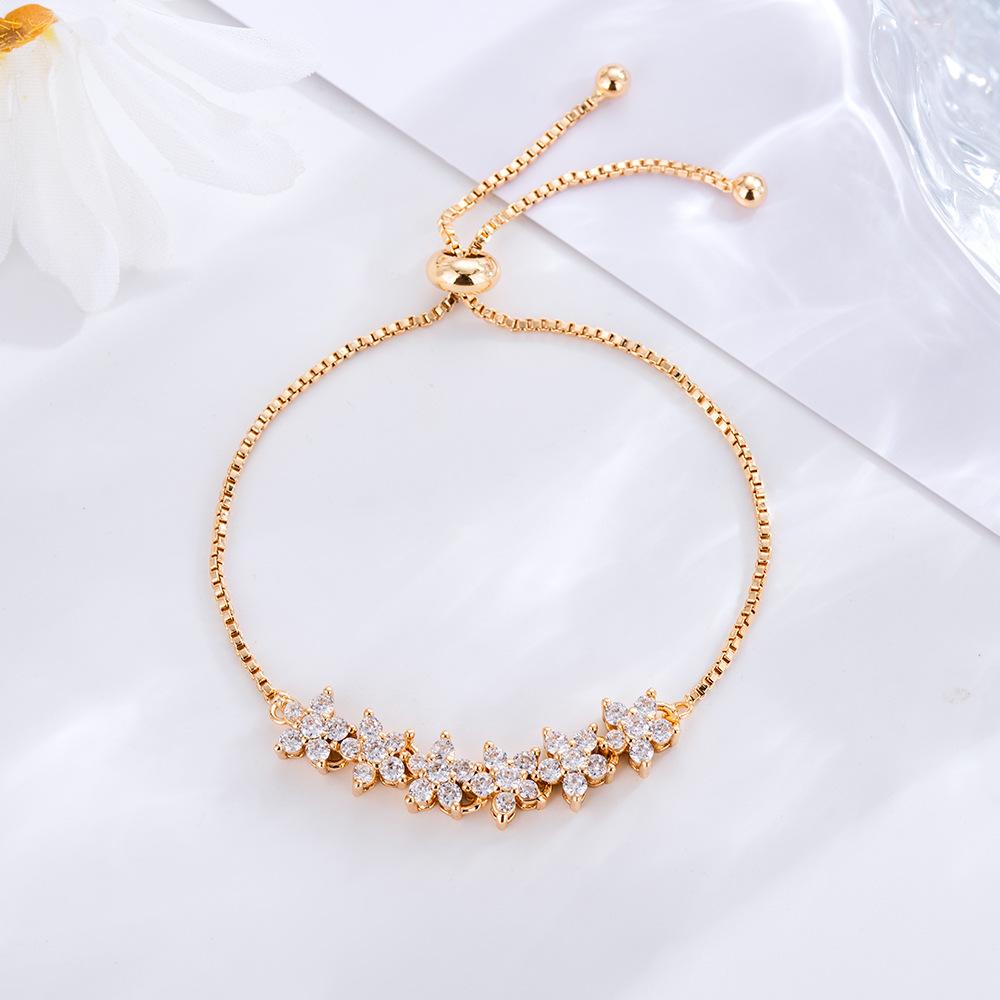 Douyin Wholesale of the Same Seiko Micro-inlaid Zircon Full Diamond Flower Bracelet Wind Jewelry