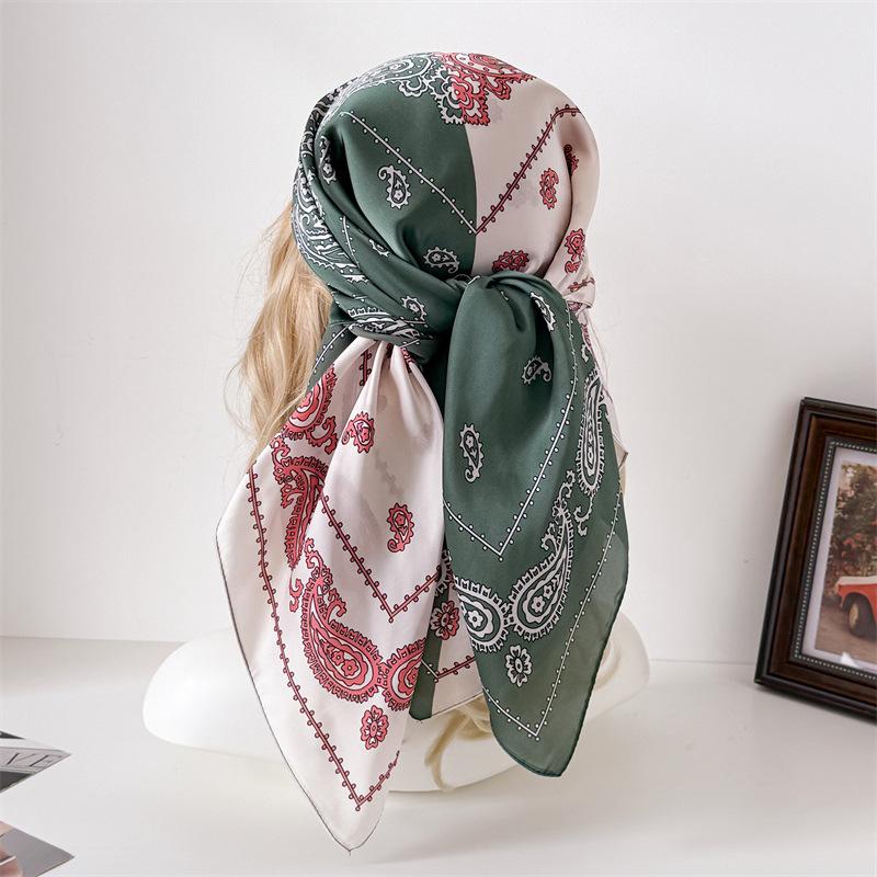 Color matching cashew nut simulation silk high-end large square scarf silk scarf printed shawl decorative scarf sunscreen scarf headscarf scarf