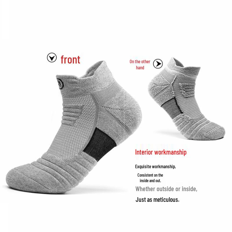 Elite Men's Low-Cut Basketball Socks: Thick Terry Bottom, Sweat-Absorbent, Breathable for Outdoor Running and Sports